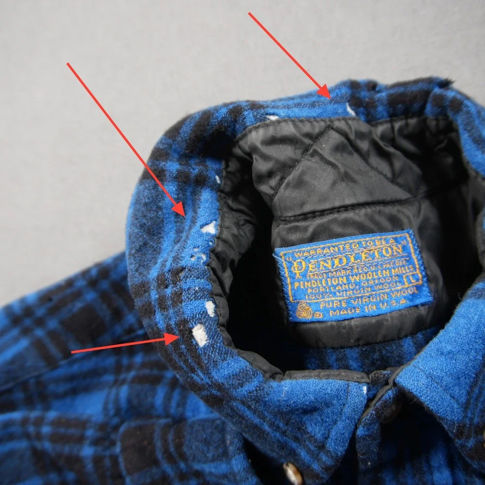 Thrashed Pendleton Vintage Wool Plaid Men Shirt S Blue Distressed Western Skate